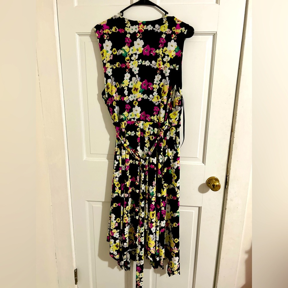 Floral Black Dress- Wrapped dress